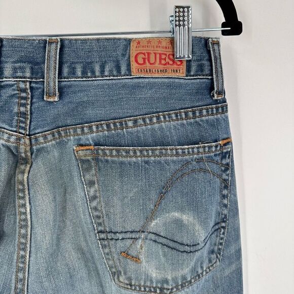 Vintage Guess Jeans Womens Distressed Straight Leg Jeans Blue Denim Size W32 L30 - Picture 6 of 16
